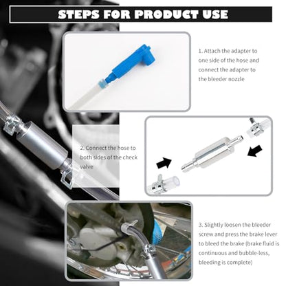 One Man Brake Bleeder Kit,Upgraded Brake Fluid Bleeder Kit with Brakes Bleeders Hose One Way Check Valve/Connector/Cap/Hose,Practical Ones Way Check Valve Brakes Bleeders Kits