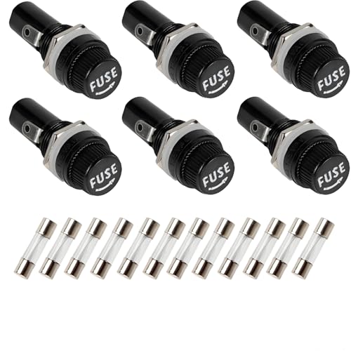 6pcs Panel Mounted Fuse Holder 6 * 30mm 10A 250VAC / 15A 125VAC Black Screw Cap Fuse Holder Equipped with 12pcs(6 * 10A + 6 * 15A) Fast Blowing Glass Tube fuses - style: wireless-6*30mm