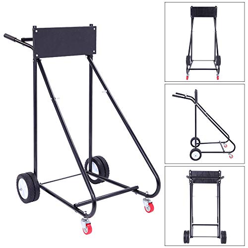 TUFFIOM Outboard Boat Motor Stand, Engine Carrier Cart Dolly for Storage, 315lbs Weight Capacity, w/Wheels (Black) - color: Black