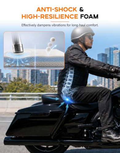 XMT-MOTO Driver Passenger Seat Backrest Pad Fit For Harley Touring Road King 2014-2023 - style: Seat+ King Chopped Passenger Backrest For Harley Touring '09-'23