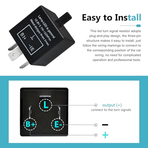 CF13 LED Flasher Relay, 3-pin 12V Adjustable Turn Signal Relay with Top Knob, Hyper Blink Frequency and Hazard Warn Repair Tool, Plug and Play Tool for Cars Motorcycles (Black)