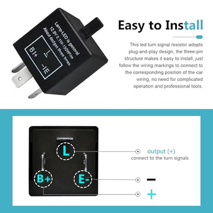 CF13 LED Flasher Relay, 3-pin 12V Adjustable Turn Signal Relay with Top Knob, Hyper Blink Frequency and Hazard Warn Repair Tool, Plug and Play Tool for Cars Motorcycles (Black)