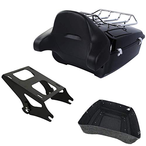 TCMT King Motorcycle Trunk Box Backrest Luggage Rack 2 Up Mount Rack Fit for Harley 2014-2025 Touring CVO Road King Road Glide Street Glide Electra Glide Pack - color: Style B Black 2 Up Rack#1