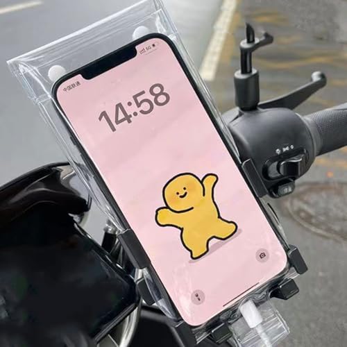 Motorcycle Handlebar Phone Bag | Handlebar Waterproof Clear Phone Pouch | Motorcycle Mobile Holder High Sensitivity Charging Port Cover for Takeaway Rider Cycling