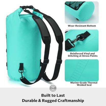 STOVER 5/10/25/30/40/55L Waterproof Dry Bag- Roll-Top Backpack w/Phone Case- Kayaking, Hiking, Camping, Boating- Men/Women - color: 30l Teal (With Phone Case), size: 30L