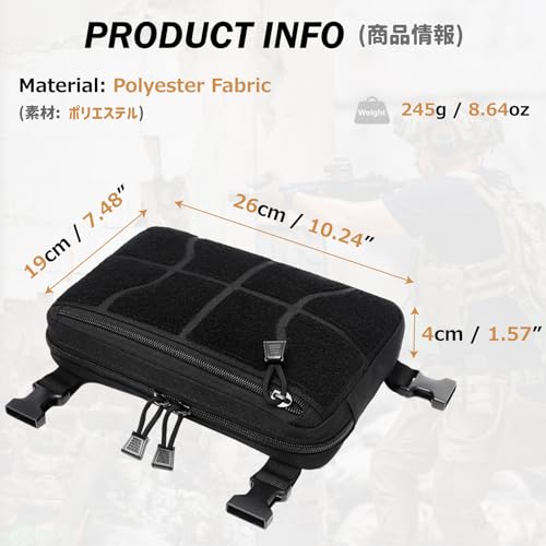 Azarxis Tactical Mini Belt Pouches, Multi-Purpose Small Battery Case Compact Utility EDC Card Slot Holder Waist Bags Military Molle Pack Sundries Storage Pack - color: #07 Black - with Hook and Loop