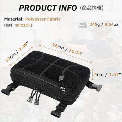 Azarxis Tactical Mini Belt Pouches, Multi-Purpose Small Battery Case Compact Utility EDC Card Slot Holder Waist Bags Military Molle Pack Sundries Storage Pack - color: #07 Black - with Hook and Loop