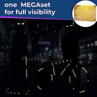 LOOM Reflective Stickers Mega Kit (101pcs Yellow)• Nighttime Safety Waterproof Self-Adhesive Decals for Helmets, Skateboard, Bike, Scooter, E-Bike, Motorcycle & Strollers • Bright Colors - color: Yellow