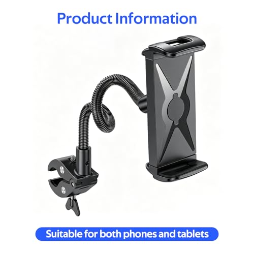 Phone & Tablet Holder for 5-13 Inch Screens, Aluminum Alloy Nylon Adjustable 360° Rotatable Mount, Motorcycle Handlebar Car Dashboard Stand