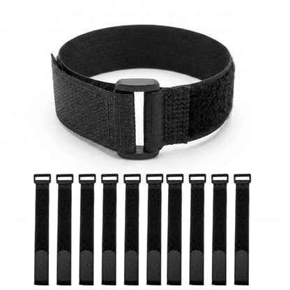 Ysenchan Hook and Loop Straps with Buckle, Reusable Adjustable Cable Management Straps, Heavy Duty Cinch Straps for Cords, Hoses, Bike Gear & Home Organization, 1" x 10", Black, 10 Pack