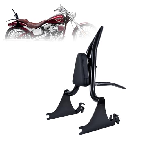 Kinglemc Adjustable One-Piece Sissy Bar Luggage Rack Passenger Backrest with Lock for Harley Breakout FXSB FXSE FXST(Gloss Black) - color: Black-Upgrade