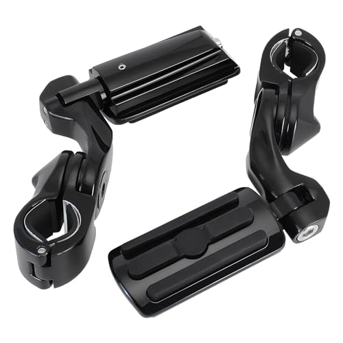 Universal Motorcycle Foot Pegs Compatible with Harley Touring Street Glide Electra Glide Road King Softail CVO Dyna Trike Sportster with 1.25 inch Highway Pegs(Black-Short)