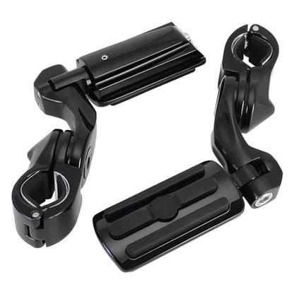 Universal Motorcycle Foot Pegs Compatible with Harley Touring Street Glide Electra Glide Road King Softail CVO Dyna Trike Sportster with 1.25 inch Highway Pegs(Black-Short)