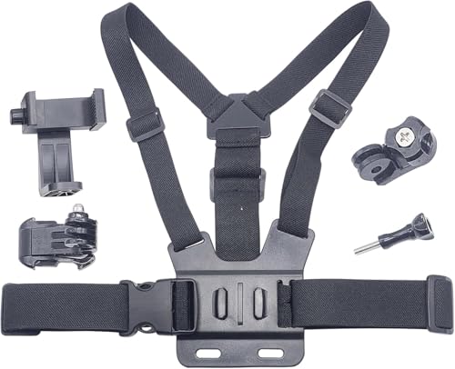 Mobile Phone Chest Mount Harness Strap Cell Phone Holder Mount for Video Recording Bike/Kayak/Fishing/Skateboard POV/VLOG for iPhone/Samsung for GoPro Hero 11 10 9 8/Insta360/DJI Action Camera, Black