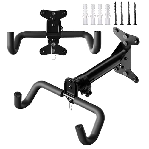Bicycle Wall Mount Bike Rack Garage Wall Mount Bike Hooks Garage Bike Storage Rack for Indoor Home Horizontal Bicycle Wall Hanger Heavy Duty Metal Bike Holder for Road Mountain Hybrid Bikes 2 Pack - size: Two-Piece Set
