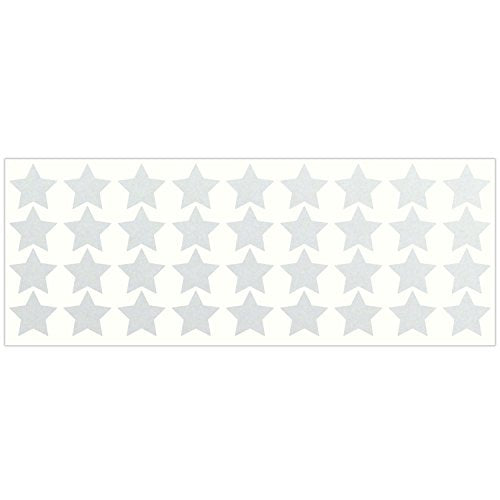 LiteMark Reflective White 1 Inch Stars Sticker Decals for Helmets, Bicycles, Strollers, Wheelchairs and More - Pack of 36 - color: White