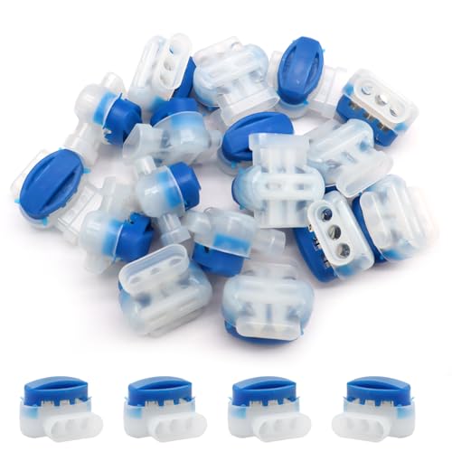 Uenhoy 20 Pcs 3 Way Wire Connectors, Waterproof Electrical IDC 314-Box Pigtail Connectors for 22-14 AWG Cables, Insulation Wire Coupler for Robotic Lawn Mowers Irrigation Applications