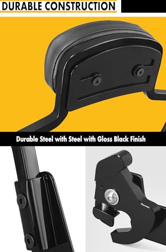 Detachable Hardware Backrest Sissy Bar Upright Passenger Backrest Pad with Docking Kit for Harley Breakout 2013-2017 FXSB, FXSE,FXSBSE（Gloss Black） - color: Gloss Black+Docking Kit