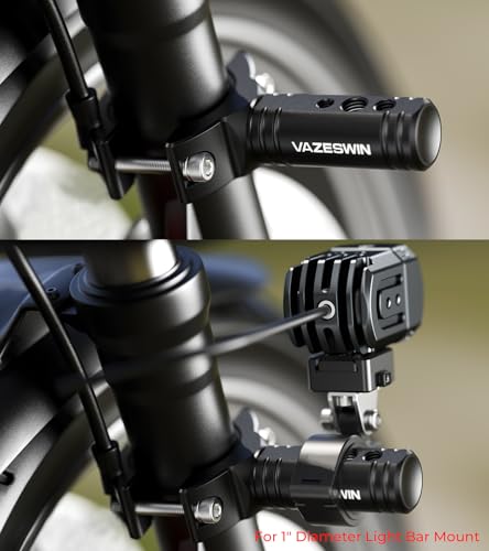 VAZESWIN Solid Aluminium Alloy Light Bar Mounting Bracket for Spotlight Fog Light, Horizontal & Vertical Adjustable Rotating Tube Clamp Mount for 0.87"-1.65" Motorcycle ATV UTV Roll Bar (1 PC)