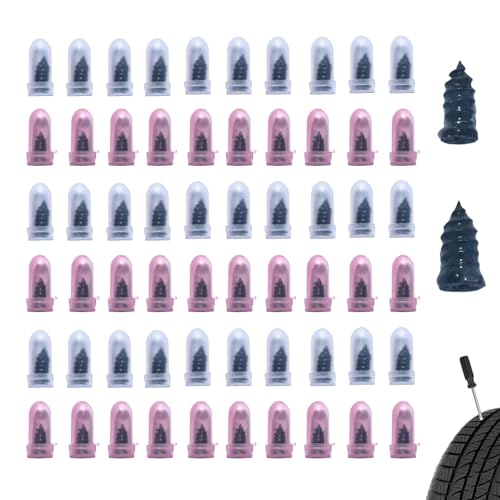 60 PCS Car Tire Repair Nails, 2-size Vacuum Waterproof Tire Plug Kit for Emergency, Tool-free Self-service Puncture Repair Screw, Universal Individually Packaged for Cars Motorcycles (Black)