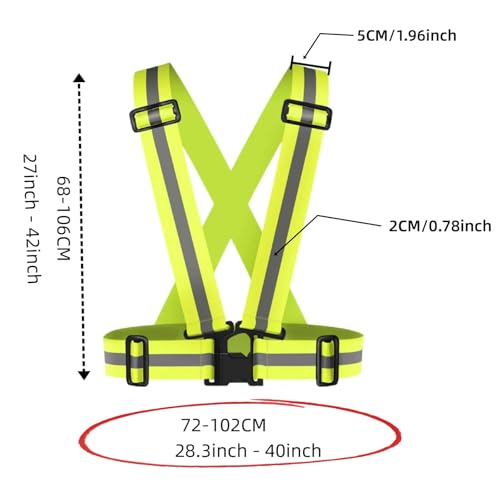 High Visibility Reflective Vest for Running at Night, Adjustable Safety Vest for Men Women, Lightweight Breathable for Jogging Cycling Walking