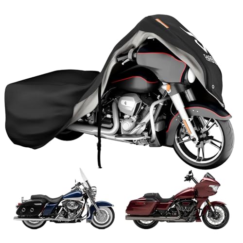 EVRBUL Motorcycle Cover Compatible with Harley Davidson Touring Models Road Glide Road King Electric Glide Heritage Classic Heavy Duty 420D Waterproof Outdoor Motor Sun Cover Protection - size: 108’’-Touring