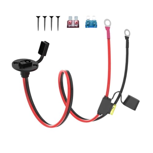 ELFCULB 2FT 14AWG SAE Power Socket Sidewall Port to O Ring Connecters Extension Cord Cable with 10A 15A 20A Fuse Compatible with Solar Generator Battery Charger,for Solar Accessories - color: SAE Socket to O Ring, size: 2FT