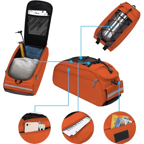 MOSISO Bike Rack Bag, Waterproof Bicycle Trunk Pannier Rear Seat Pouch Cycling Bike Carrier Backseat Storage Luggage Saddle Shoulder Bag - color: Orange