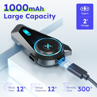 D10 Motorcycle Bluetooth Headset with Natural AI Voice Control, Bluetooth 5.4 Helmet Intercom for 4 Riders with ENC Noise Canceling, Audio Multitasking, FM, IPX7, Fits Snowmobile/ATV, 1 Pack - style: D10-1 Pack
