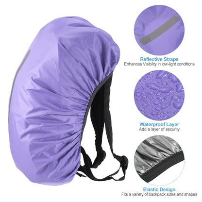 PATIKIL Waterproof Backpack Rain Cover, Non-Slip Backpack Cover with Vertical Reflective Strap Stay Dry for Hiking, Camping, Hunting - color: Purple, size: Medium