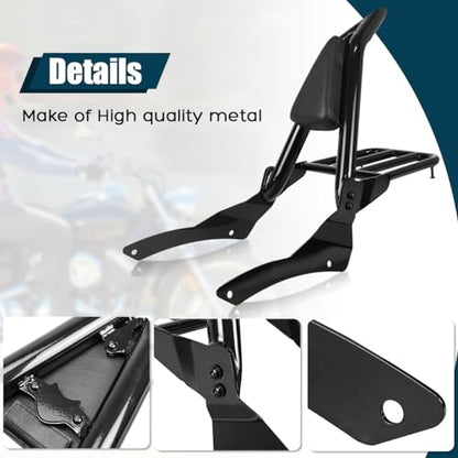 Detachable Passenger Backrest Sissy Bar with Luggage Rack Compatible with for 1998-2018 Yamaha Vstar 400 650 Dragstar 400 650 Classic Rear Sissy Bar Backrest - size: 1998-2018 Classic