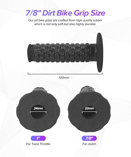 Dirt Bike Grips,Car Accessories Universal 7/8" Motorcycle Grips,Rubber Anti-Slip Throttle Bar Grip,Suitable for CRF50 CRF70 CRF80 XR50 XR100R CRF125 CRF100 CRF150F CRF230F (Black) - color: Black