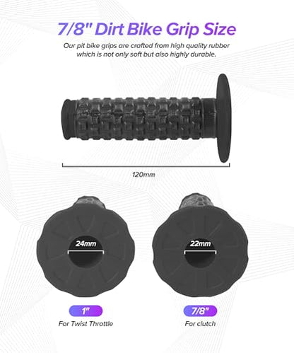 Dirt Bike Grips,Car Accessories Universal 7/8" Motorcycle Grips,Rubber Anti-Slip Throttle Bar Grip,Suitable for CRF50 CRF70 CRF80 XR50 XR100R CRF125 CRF100 CRF150F CRF230F (Black) - color: Black