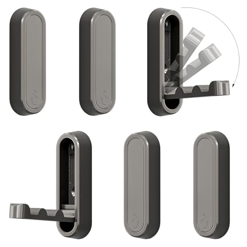 6PCS Foldable Wall Hooks, Zinc Alloy Flip Down Hooks, Retractable Wall Hooks for Bathroom, Entryway, Hanging Coats Hats Bags Keys (Gray) - color: Gray, size: 6 Hooks