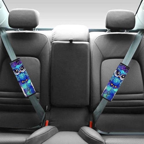 GIFTPUZZ Owl 2 Pack Soft Auto Seat Belt Cover Universal Bag Backpack Shoulder Straps Covers Seatbelt Shoulder Pad for Most Auto SUV Van Sedan - color: Owl