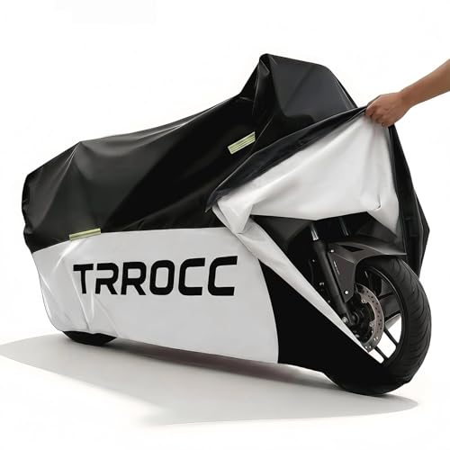 300D Heavy Duty Motorcycle Cover Waterproof Outdoor, Quad Cover for BMW, Harley, Yamaha, Lined with Cotton, Touring, Sportbike, Scooter, Powersports Vehicle Covers, L Black & Silver - color: black silver, size: 62.99''-70.86''--L