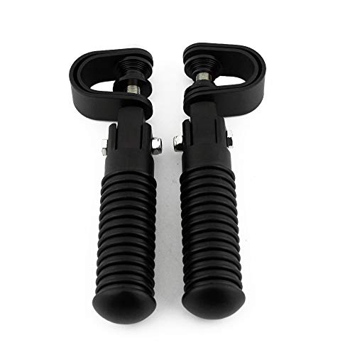 Motorcycle Footpegs Highway Pegs Adjustable Rubber Footrest 7/8" OR 1" Engine Guard Clamp Kit For Touring Road King Softail Dyna Universal (Black) - color: Mate Black # 2