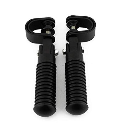 Motorcycle Footpegs Highway Pegs Adjustable Rubber Footrest 7/8" OR 1" Engine Guard Clamp Kit For Touring Road King Softail Dyna Universal (Black) - color: Mate Black # 2