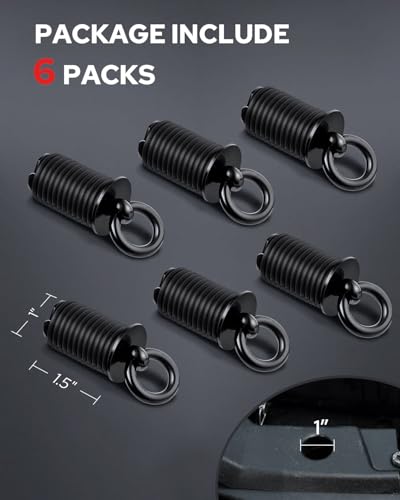 Benlari Tie Down Anchors 1 Inch ATV Flexible Loop Lock and Ride Iron Ruber Fit for Polaris RZR Sportsman Ace 2013-2025 Black