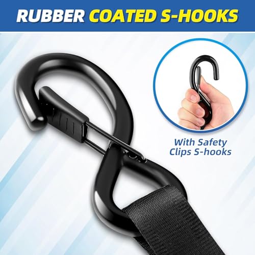 Retractable Ratchet Strap Heavy Duty 4 Pack 10 FT 1800 LB Break Strength Ratchet Tie Down with Safety Lock S Hooks and Soft Loop Tie Down. - color: 4-pack