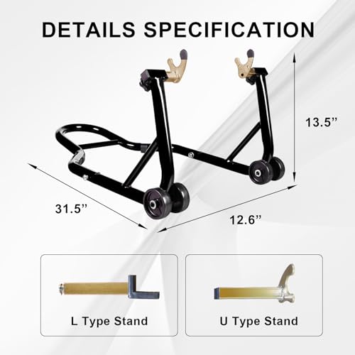 Big RED Motorcycle Stand 500LB, Adjustable Sport Bike Front and Rear Wheel Lift Stands, Fit for Yamaha, Kawasaki, Honda, Suzuki, Black, U+L - color: Black