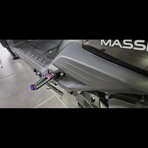 Mokuo Motorcycle Floding Footpegs in Aluminum Alloy Material Compatible with Yamaha Zuma Bws 125cc 2021+,Chinese Scooter Tank 150cc,1 Pair Footrest,Rainbow Color - color: Rainbow