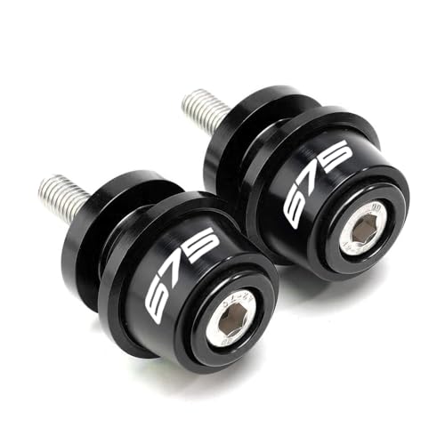 MOWOK Fit For 675SS 675SR 675NK 675 SR-R 675 SR/NK/SS/SR-R 10MM Motorcycle Accessories Rear Stand Screws M10 Swing Arm Swingarm Spools slider (Black) - color: Black