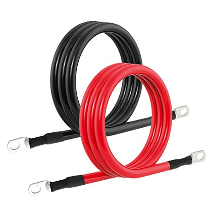 4 AWG Battery Cable 4AWG Gauge Pure Copper Battery Inverter Cables with 3/8 in Lugs Both Ends Power Inverter Wire Set for Automotive Solar Marine Boat RV Car Motorcycle Red and Black (4FT) - size: 4ft
