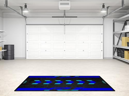 Parking Mat for Yamaha R1 Motorcycle Models Display and Pit Mat, Washable Non-Slip Garage and Showroom Floor Carpet (Icon Blue, Size 2: 102 x 47/260 x 120 cm)