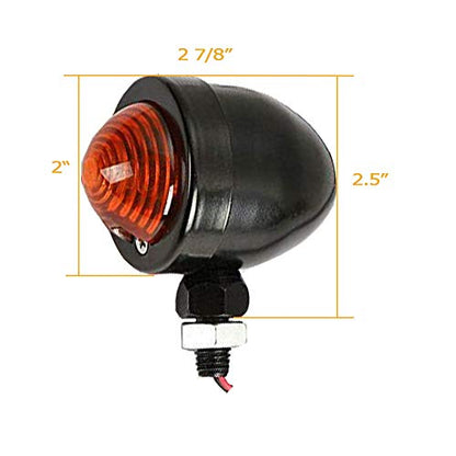 Motorcycle Turn Signals 2pcs Chrome Front Rear Turn Signals 12V with Bullet Shape and Amber Lights Fit Universal Fit for Harley Honda Yamaha Dukati Suzuki Kawasaki - color: Black/Amber