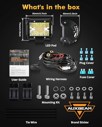 Auxbeam 6 Modes Amber White Series 4 Inch 120W Strobe LED Pod Lights Dual Color Auxiliary Offroad Light Bar Spot Flood Combo Flashing Fog Lights A-Pillar Bumper Grille Mount, Pair - color: 4"