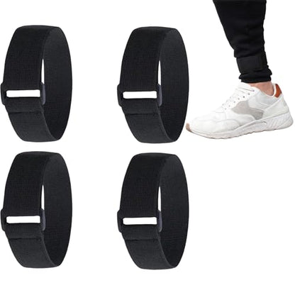 4 Pcs Black Elastic Ankle Straps Cycling Pant Leg Straps Adjustable Safety Band Boot Blousers for Climbing Fishing Outdoor Sport
