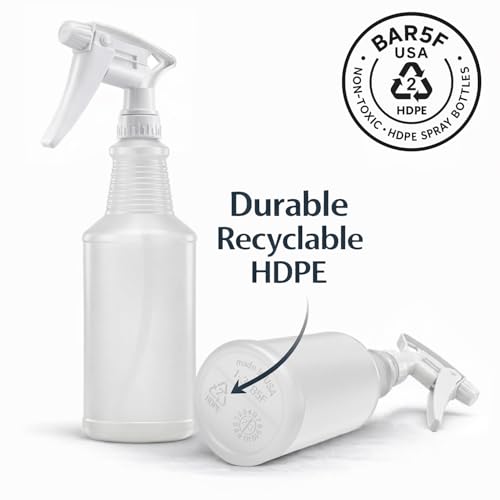 Bar5F Commercial Spray Bottles with Adjustable Trigger, Chemical Resistant HDPE, BPA-Free (3-Pack / 24 oz/Multicolor)