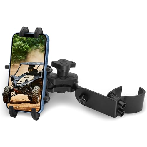 UTV Phone Mount for Pro-Fit Cage, Aluminum Alloy 8-Claw Holder for Groove Rods, 360° Adjustable SXS Mount for Defender Ranger General Uforce for 4.9" to 6.9" Cellphone - size: Fits Pro-Fit Cage